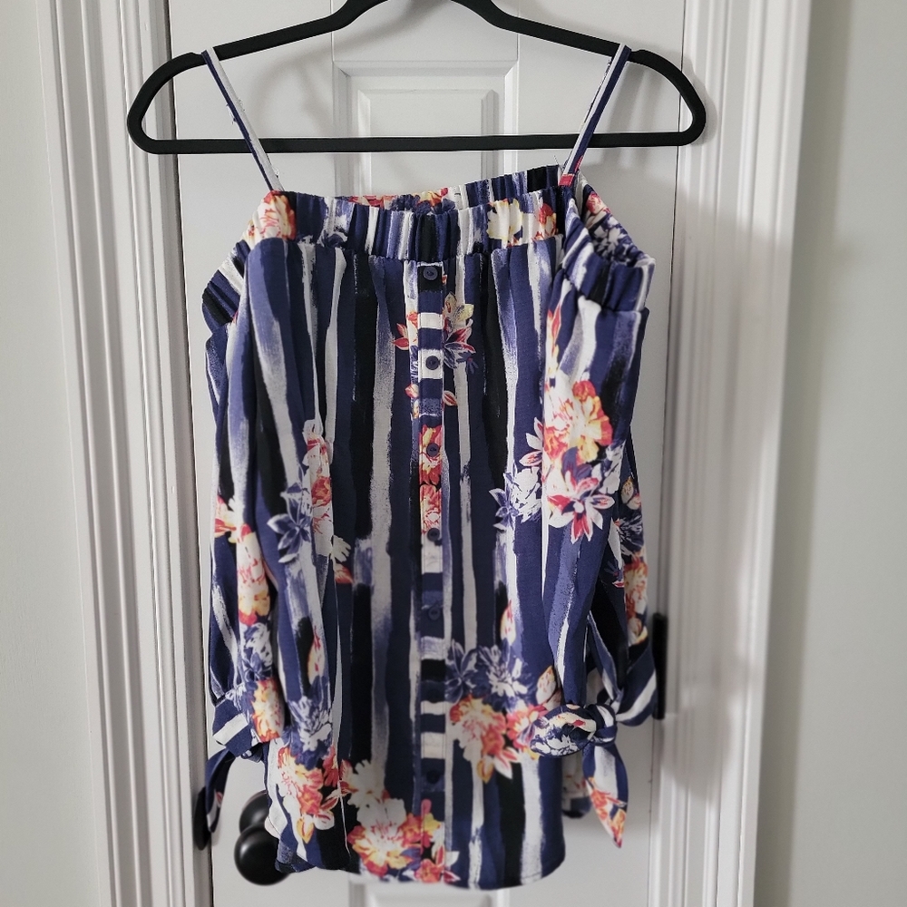 Blue off shoulder top
